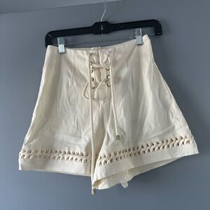 NWT Alemais Cream Lace-Up Women's Shorts